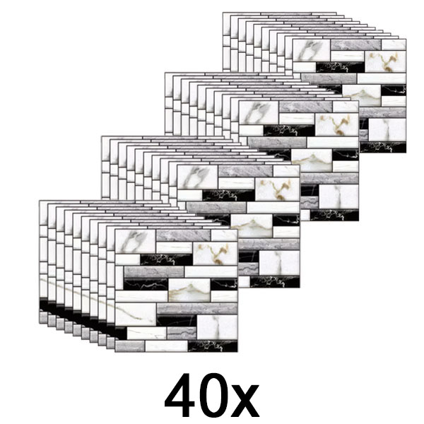 4x 3D samolepky na zeď s mramorovým vzhledem (10 ks) | MARBLEBLOCKS
